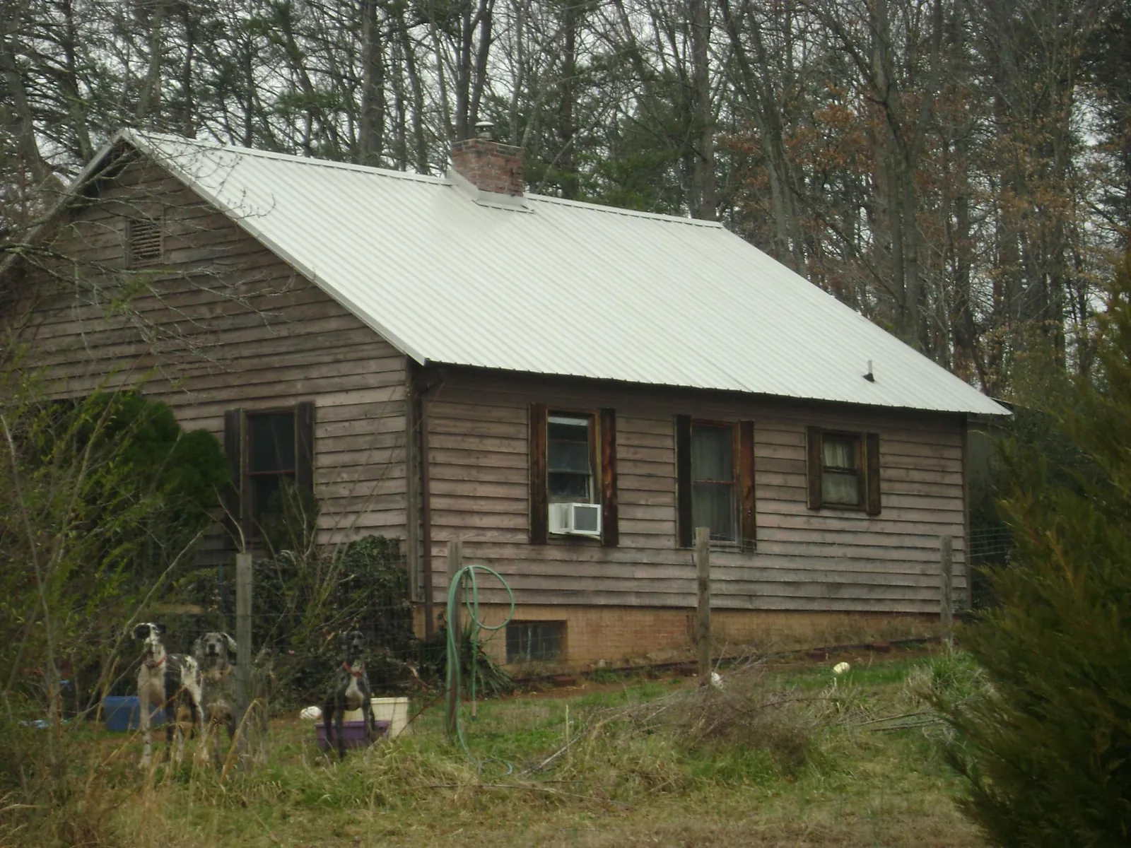 White metal roof on an old wood sided farmhouse, from a Asphalt Shingle Roof Repair job in North Clarendon